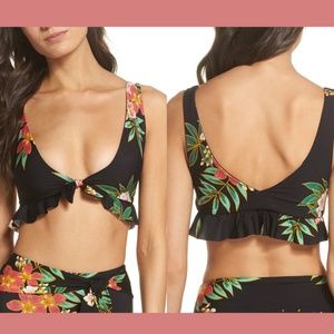 NEW Isabella Rose Tropicali Ruffle Bikini‎ Top in Black [SZ Small ]